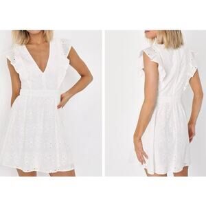 NEW Lulus Women's White Mini Dress Size Medium Flirtatious in Florence Ruffled